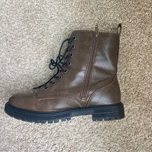 Brown Leather Combat Boots